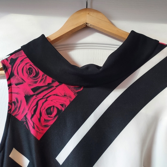 Women's Black, White and Red Joseph Ribkoff Size 8 Dress - Picture 3 of 7